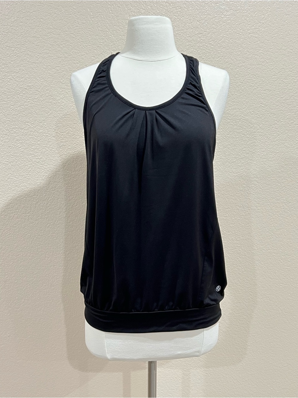 LIJA Black Racerback Blouson Active Tank Top Banded Bottom Athletic Size Medium - Picture 7 of 11